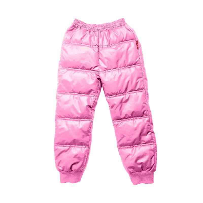 One Kid Packable Snow Pant in pink, front view
