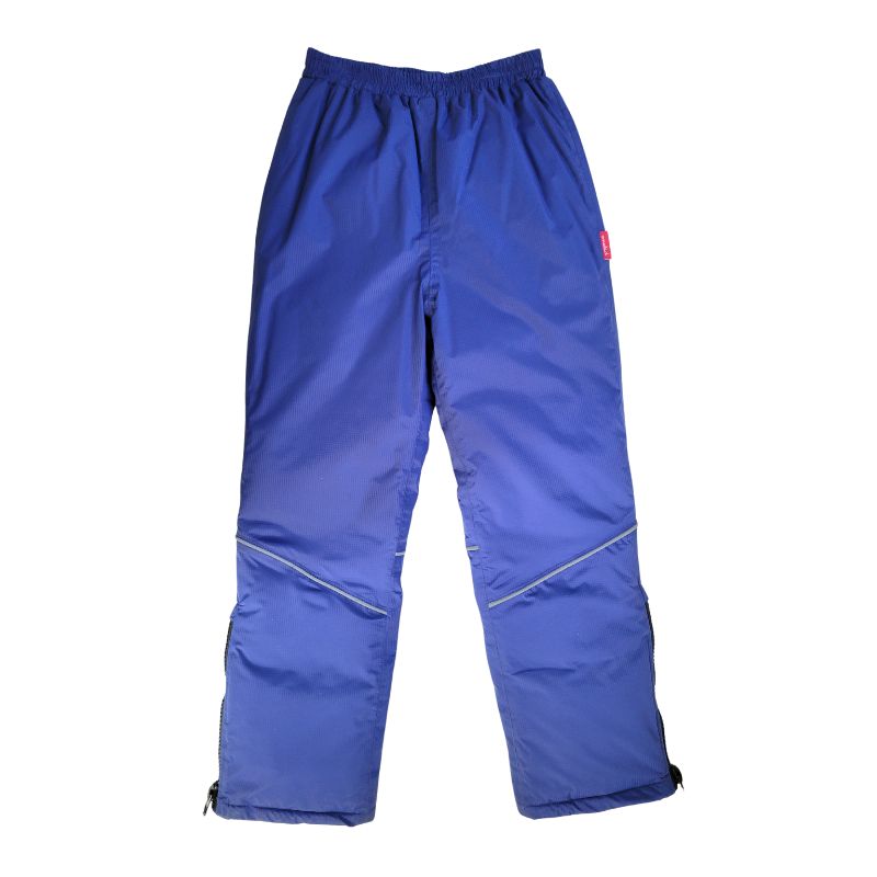 One Kid Arctic Pack-able Snow Pant in Fuchsia – front view showing waterproof design, elasticized waistband, and reflective piping.