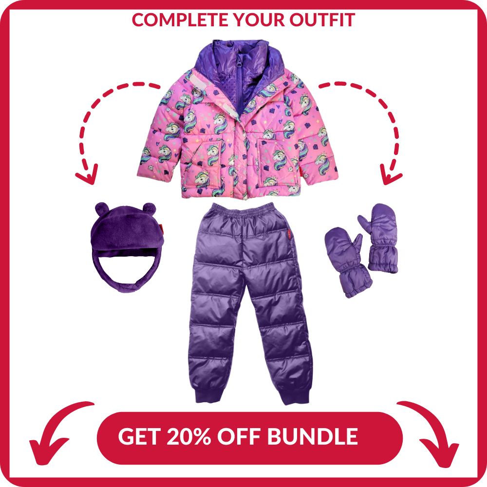 Complete outfit bundle with pink unicorn coat and accessories