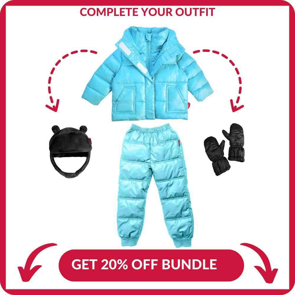 Complete outfit bundle with aqua coat, pants, and accessories.