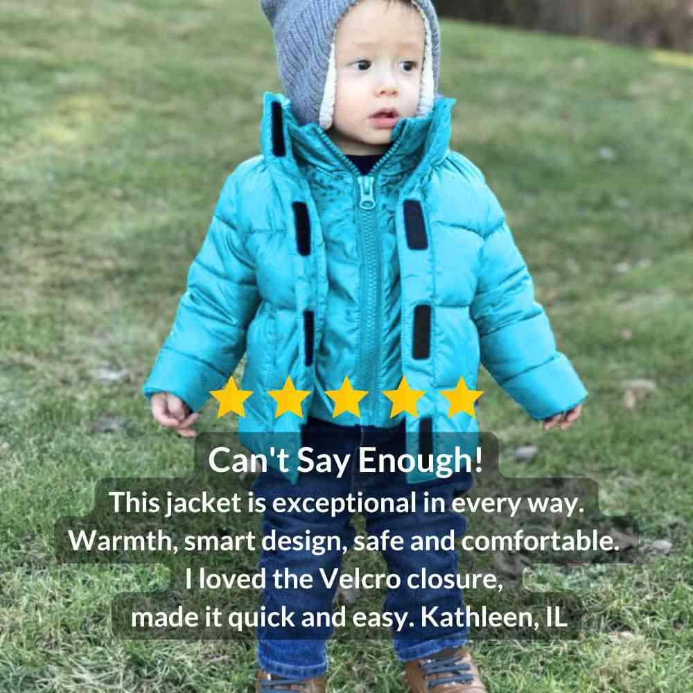 Customer review praising the aqua coat's warmth and design.
