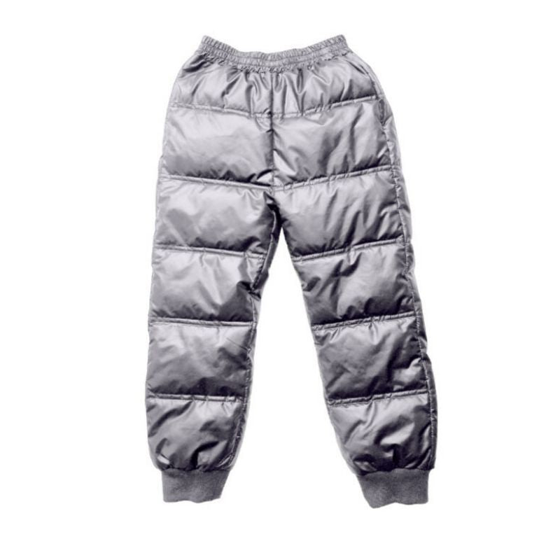 Soft Pack-able Snow Pant in Platinum – front view showing lightweight design and flexible fit for kids.