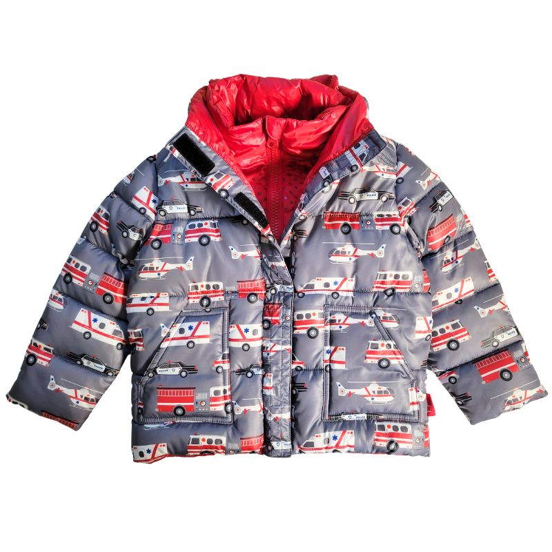 The Road Coat Vegan – Rescue Print – Car Seat Coat for Kids