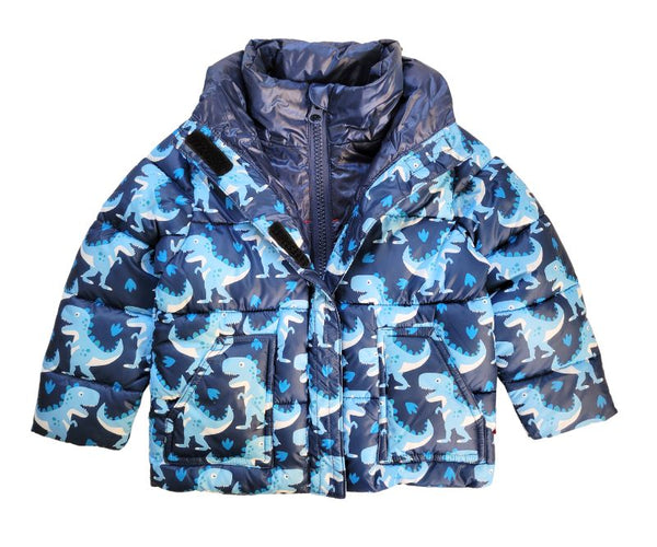 Car Seat Coat | One Kid Road Coat Vegan – Navy Raptor Print – Onekid