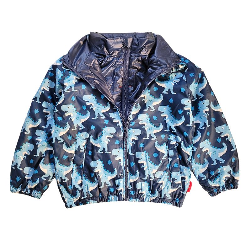 The Road Coat Transition – Navy Raptor Print – Car Seat Coat for Kids