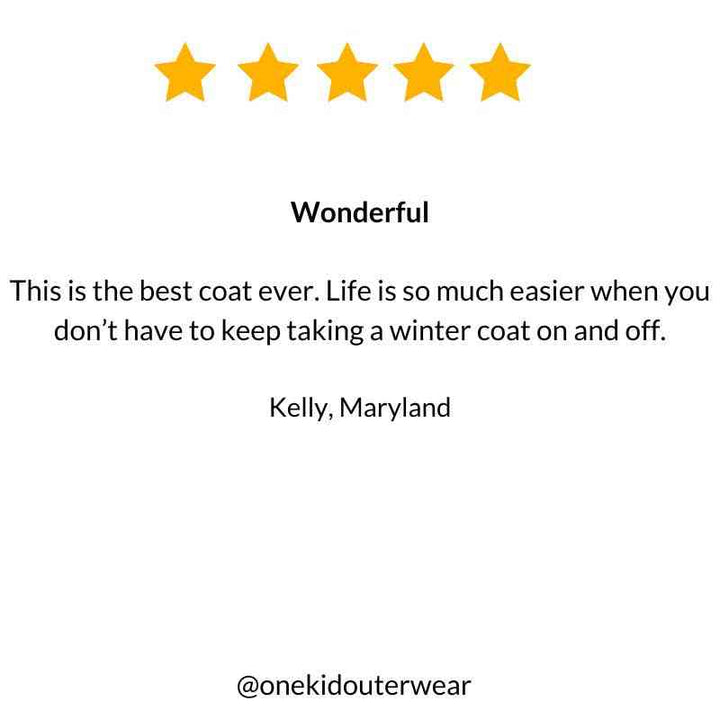 Five-star review praising the road coat