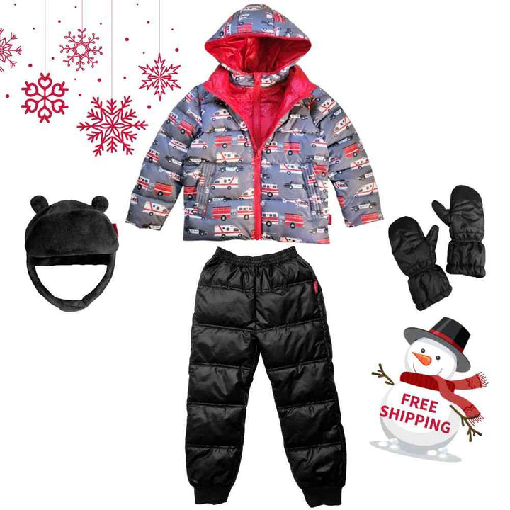 Winter Snuggle Up 4-Pieces Gift Set – Road Coat Down Rescue | Car Seat Coat Bundle
