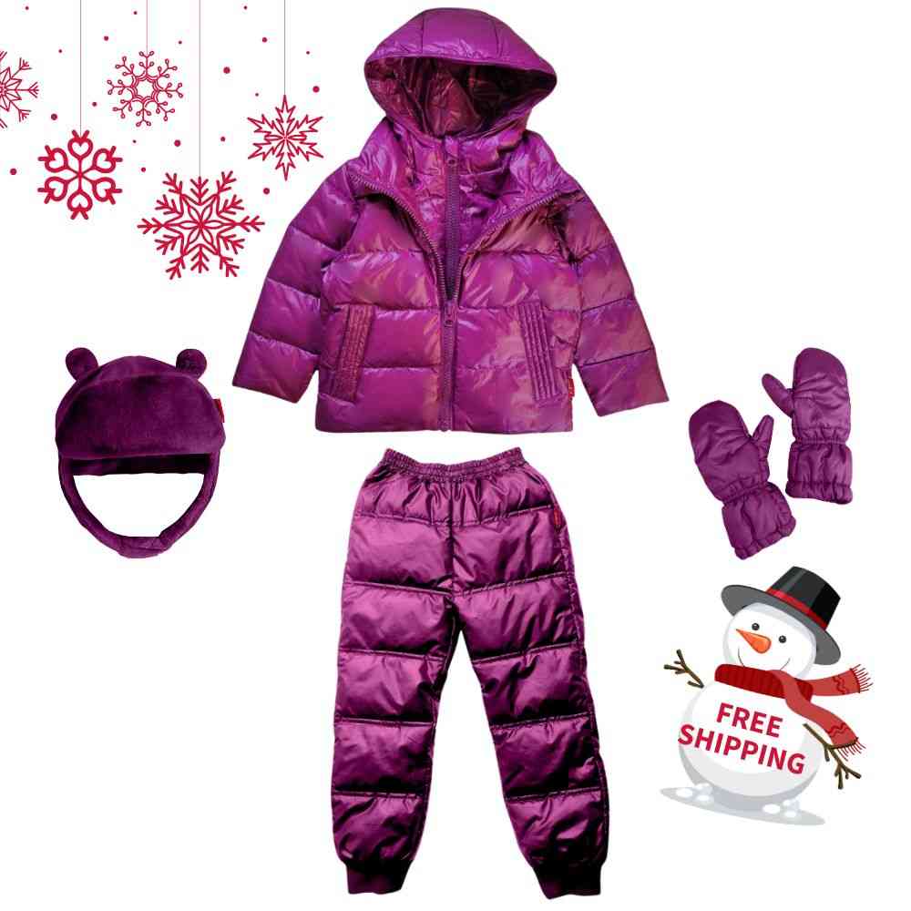 Winter Snuggle Up 4-Pieces Gift Set – Road Coat Down Plum | Car Seat Coat Bundle