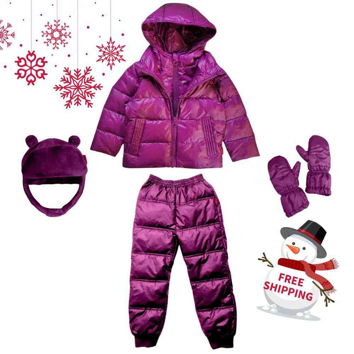 Winter Snuggle Up 4-Pieces Gift Set – Road Coat Down Plum | Car Seat Coat Bundle