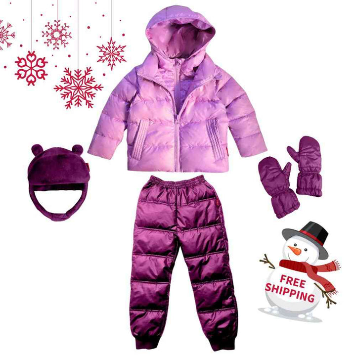 Winter Snuggle Up 4-Pieces Gift Set – Road Coat Down Lilac | Car Seat Coat Bundle