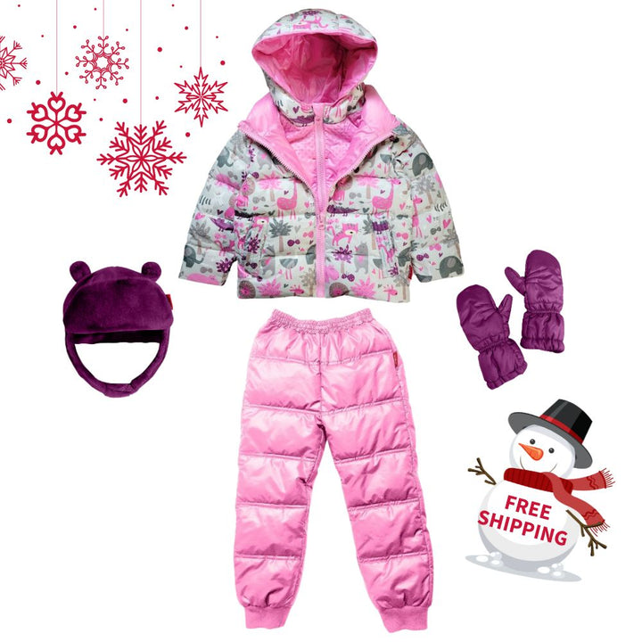 Winter Snuggle Up 4-Pieces Gift Set – Road Coat Down Safari | Car Seat Coat Bundle