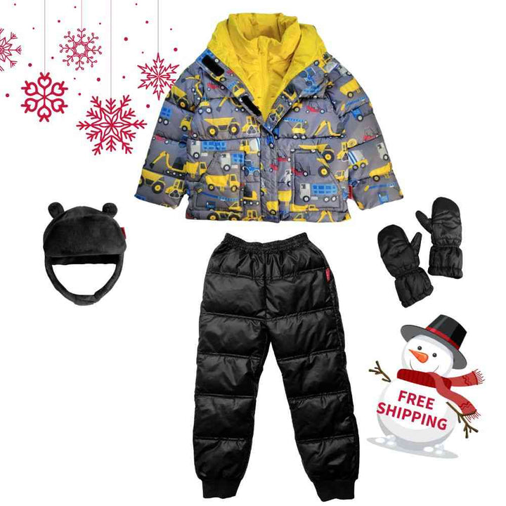 Winter Snuggle Up 4-Pieces Gift Set – Road Coat Vegan Construction| Car Seat Coat Bundle