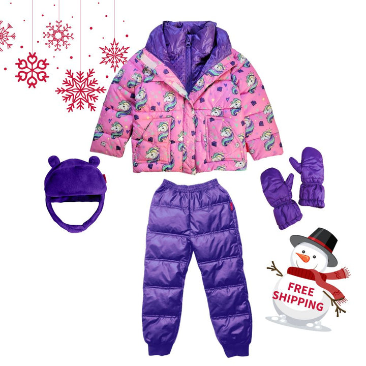 Winter Snuggle Up 4-Pieces Gift Set – Road Coat Vegan Unicorn | Car Seat Coat Bundle
