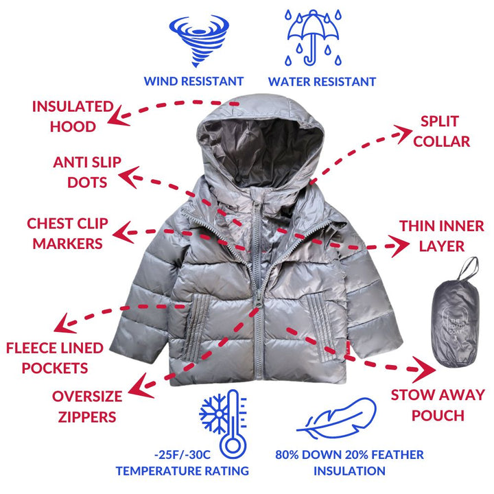 Features of Platinum Road Coat Down for kids