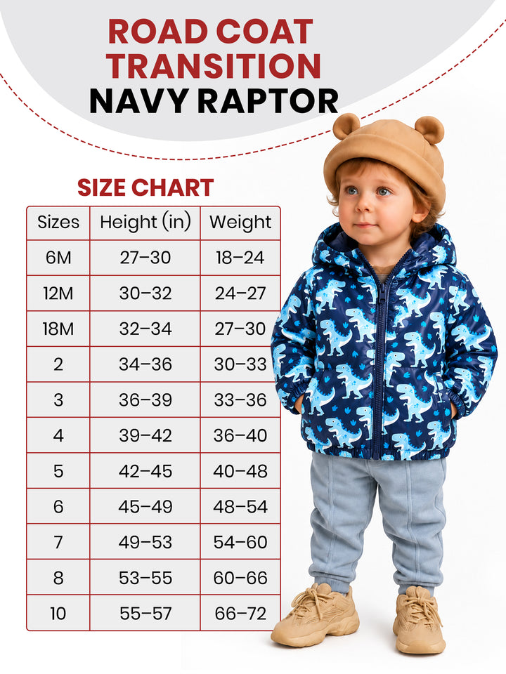 Car Seat Coat | The Road Coat Transition - Navy Raptor Print