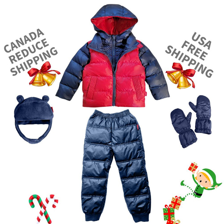 Winter Snuggle-Up 4 Pieces Gift Set Down Navy/Red