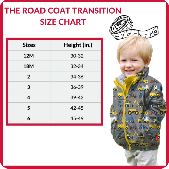 Size chart for The Road Coat Transition