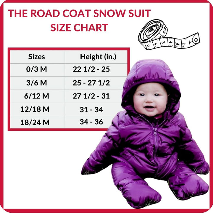 Size chart for Road Coat Snow Suit