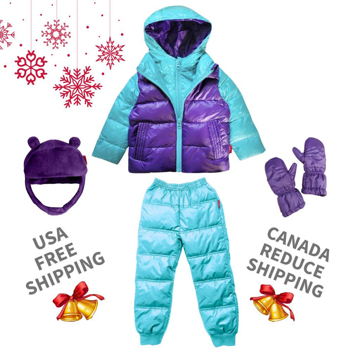 Winter Snuggle-Up 4 Pieces Gift Set Down Aqua / Purple