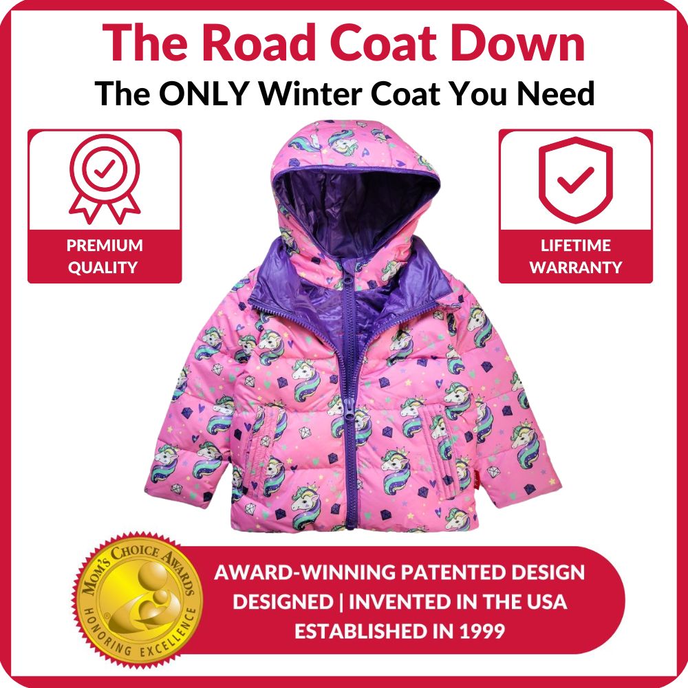 The Road Coat Down - Pink Unicorn - One kid safe Coat – Onekid