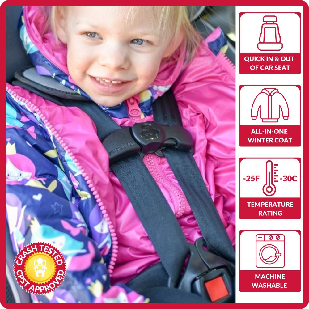 Car Seat Coat | One Kid Road Coat Down – Mermaid | Safety Certified ...
