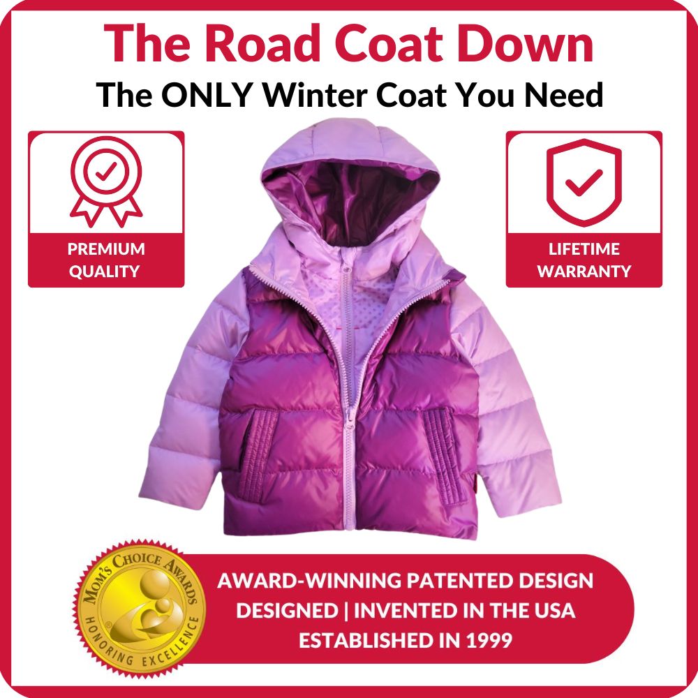 Car Seat Coat | One Kid Road Coat Down – Lilac Plum | Safety