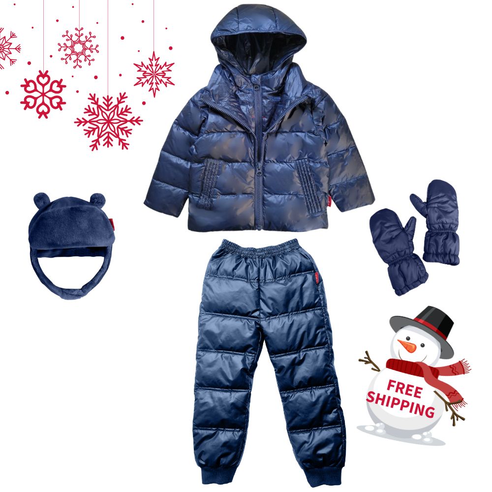 Winter Snuggle Up 4-Pieces Gift Set – Road Coat Down Navy | Car Seat Coat Bundle