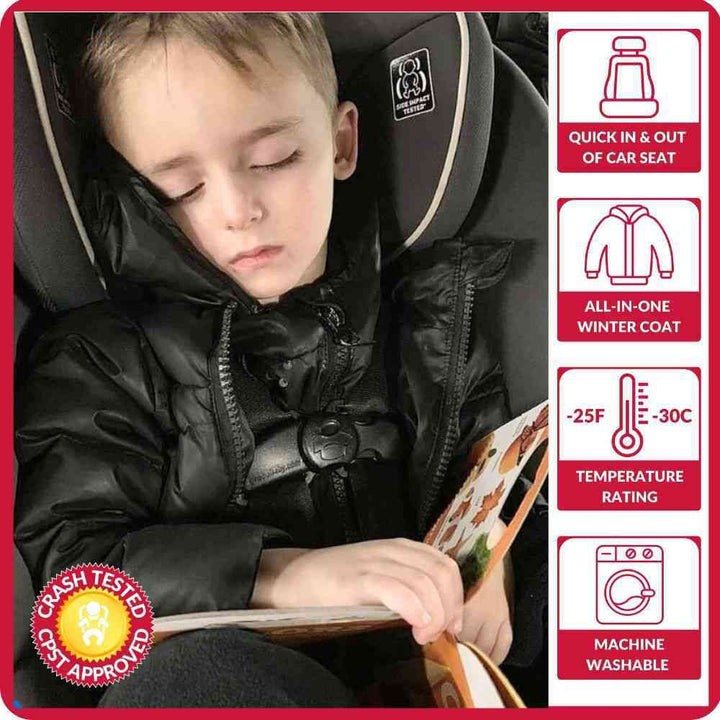 Winter Snuggle Up 4-Pieces Gift Set – Road Coat Down Black | Car Seat Coat Bundle