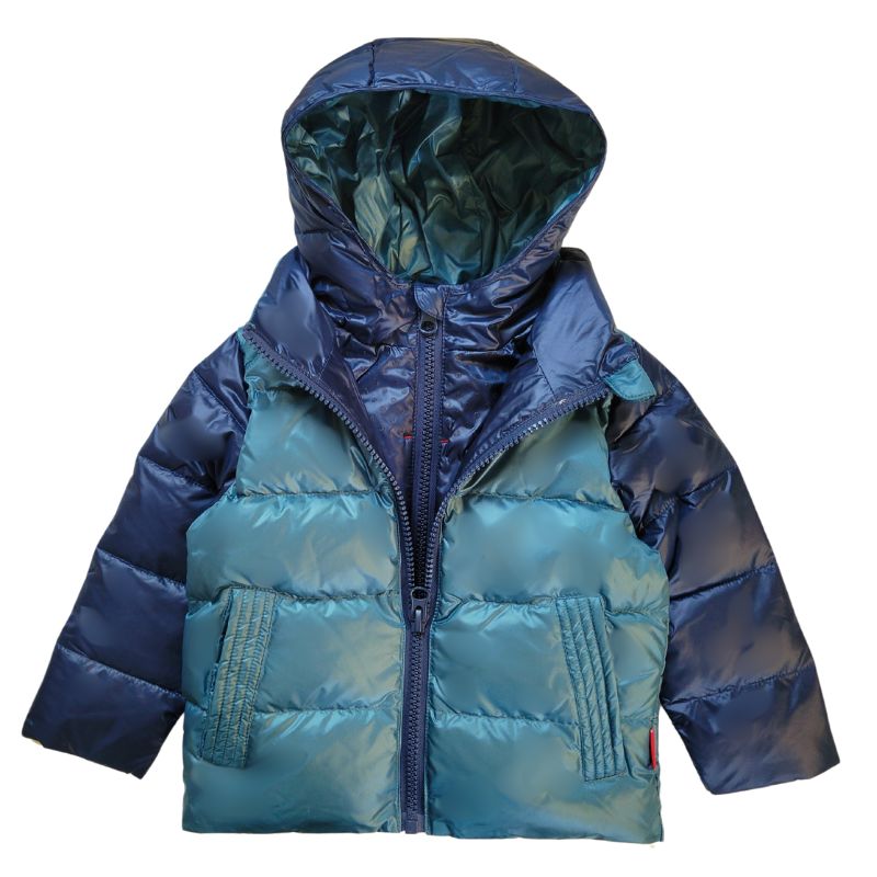 Navy/Teal Road Coat Down with insulated hood