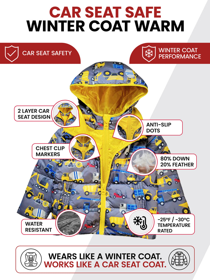 The Road Coat Down - Construction - Car Seat Safe Winter Coat Features