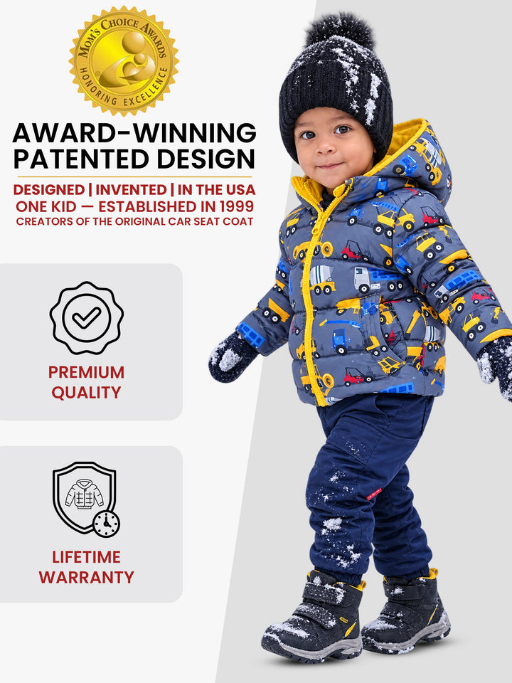 The Road Coat Down - Construction - Award-Winning Patented Kids Coat