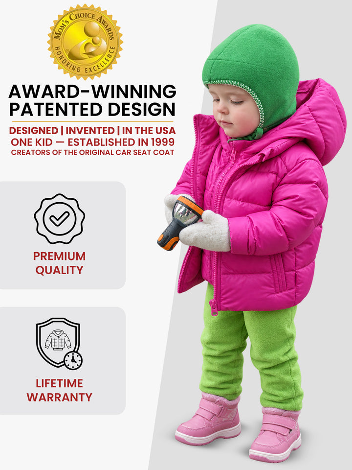 The Road Coat Down - Fuchsia - Award-Winning Patented Kids Coat