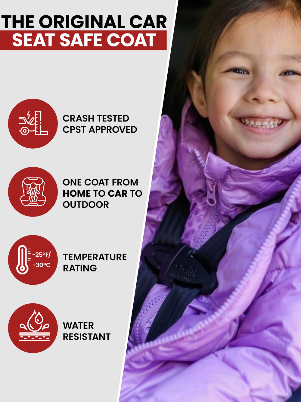 The Road Coat Down - Lilac - Original Car Seat Safe Coat