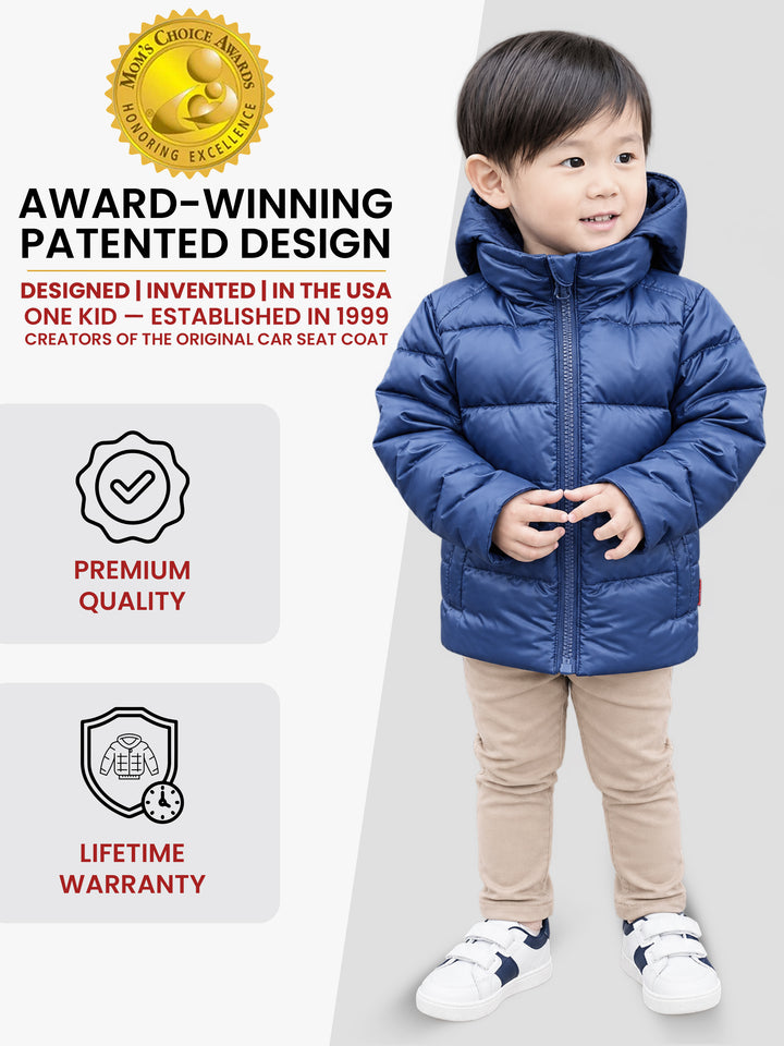 The Road Coat Down - Navy - Award-Winning Patented Kids Coat
