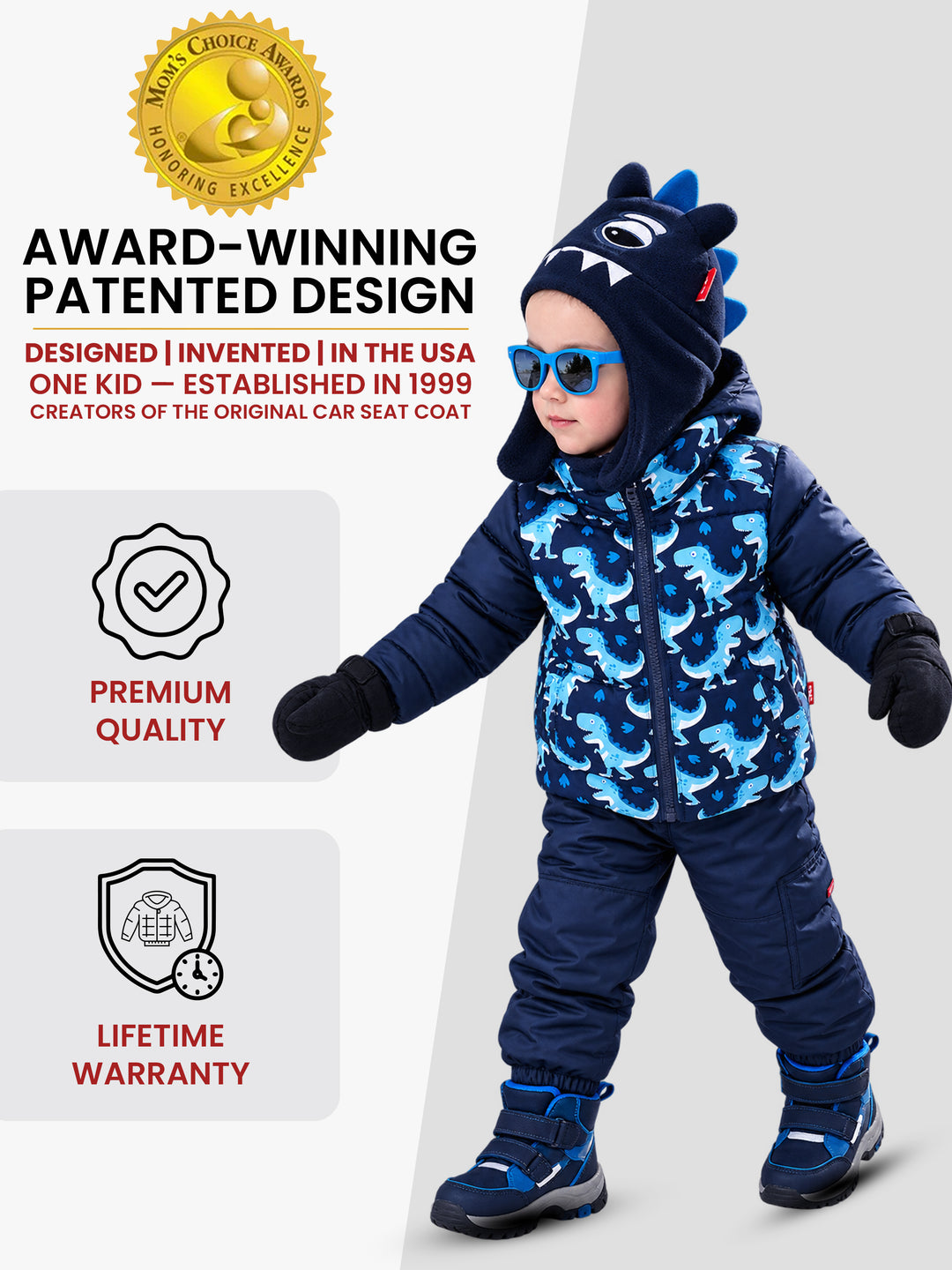 The Road Coat Down - Navy Raptor - Award-Winning Patented Kids Coat