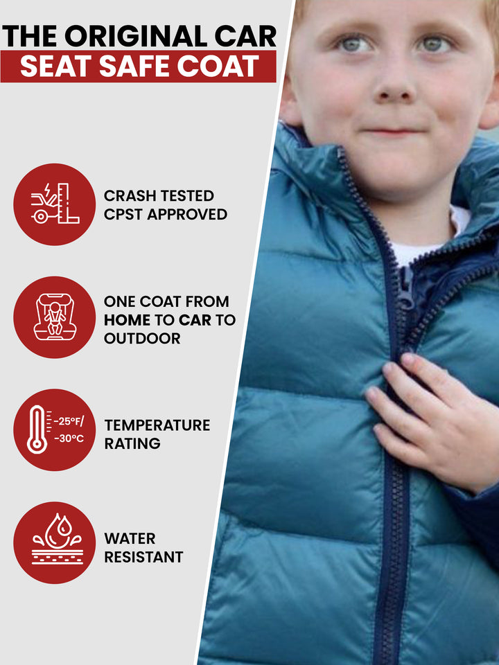 The Road Coat Down - Navy Teal - Original Car Seat Safe Coat