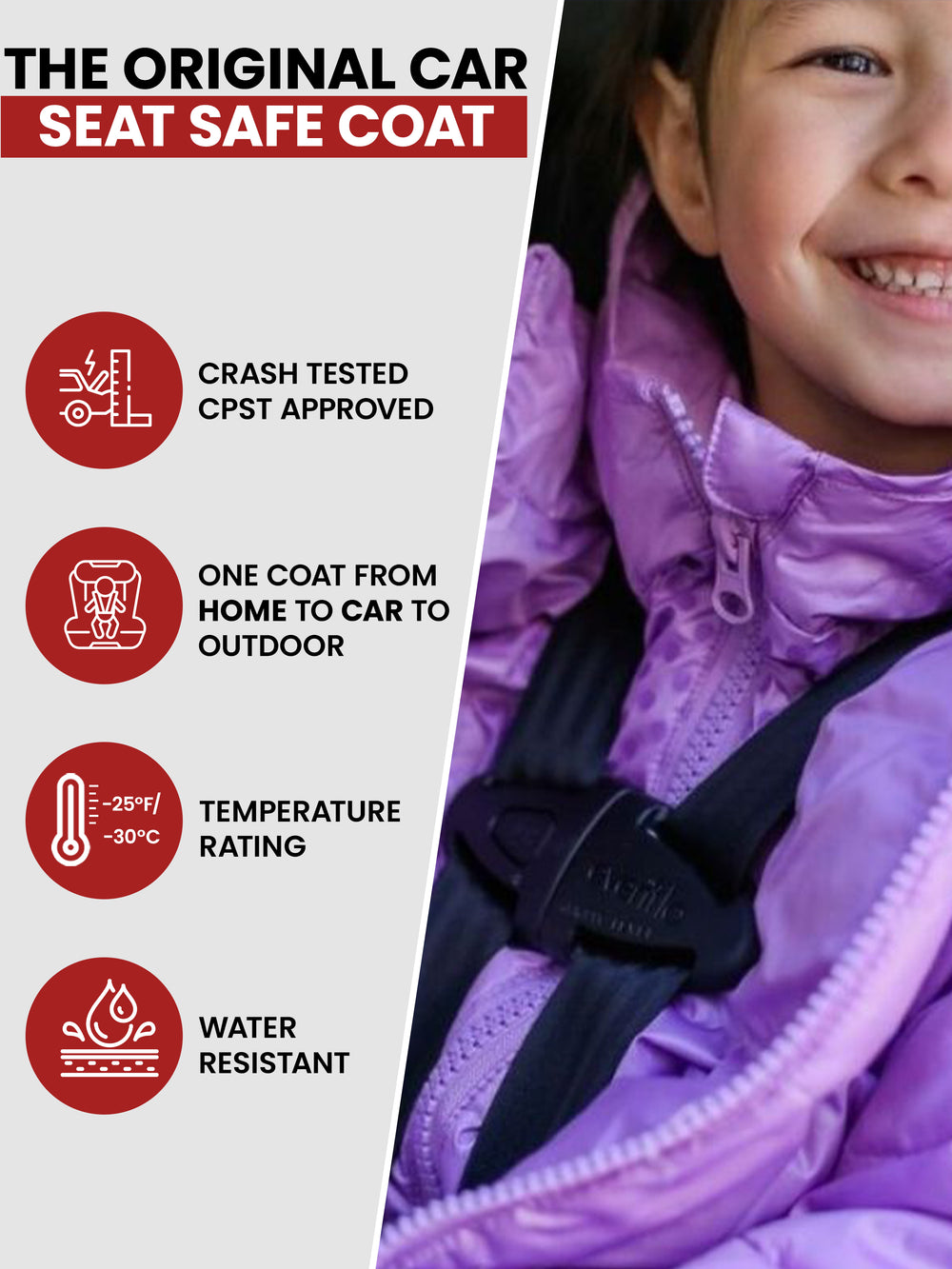 The Road Coat Down - Plum Lilac - Original Car Seat Safe Coat