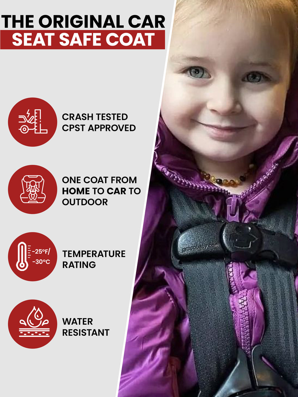 The Road Coat Down - Plum - Original Car Seat Safe Coat