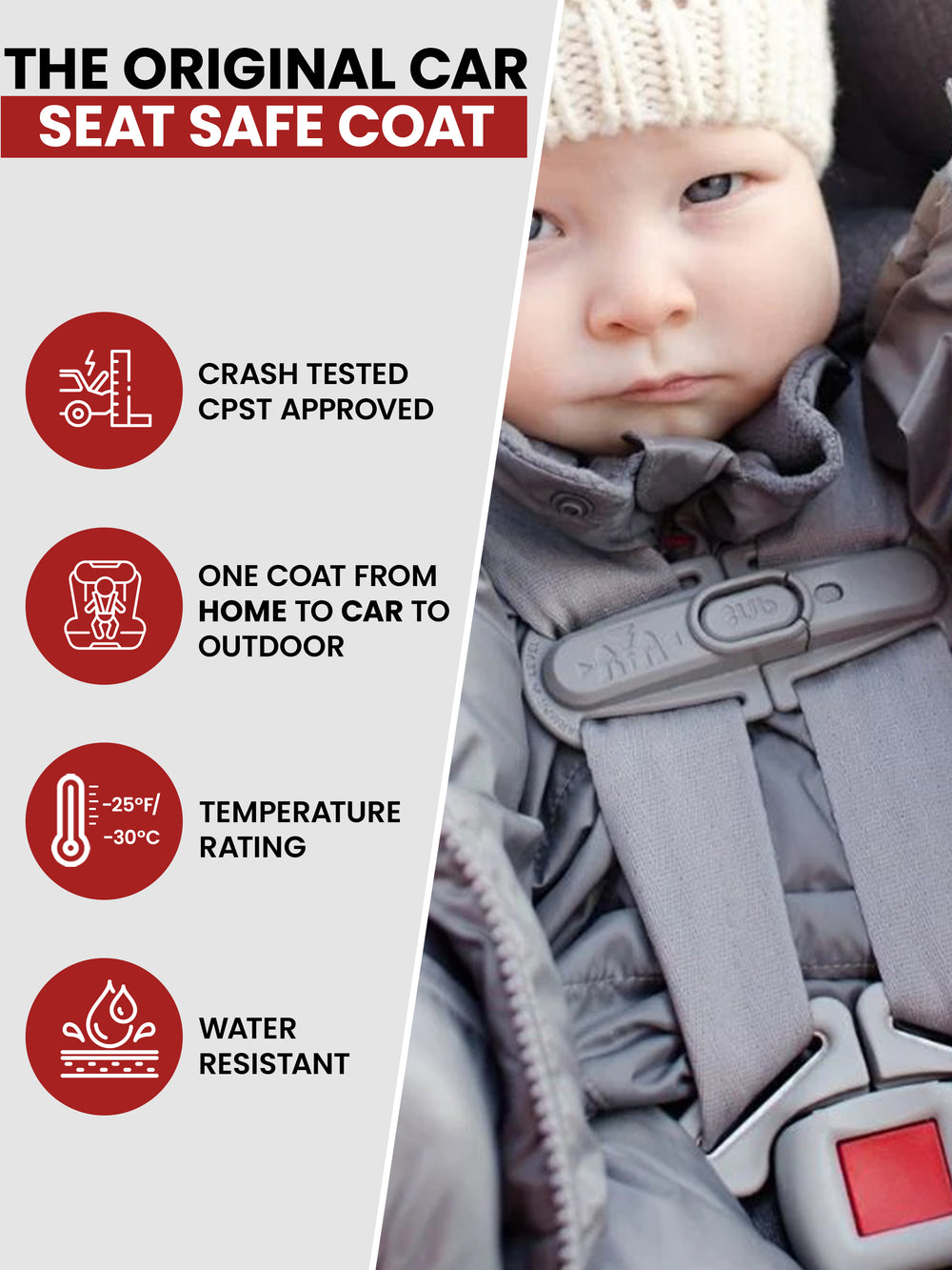 The Road Coat Snow Suit - Platinum - Original Car Seat Safe Coat
