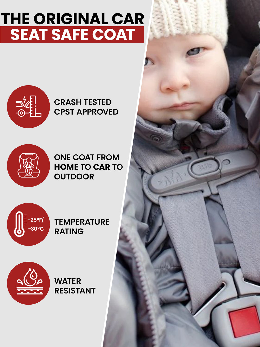 The Road Coat Snow Suit - Platinum - Original Car Seat Safe Coat