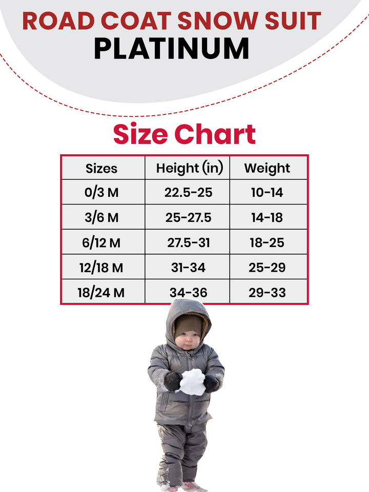 The Road Coat Snow Suit - Platinum - Kids Winter Coat Size Chart