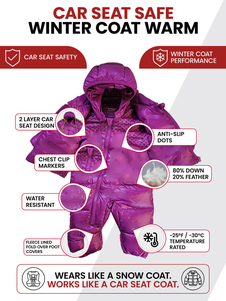 The Road Coat Snow Suit - Plum - Car Seat Safe Winter Coat Features