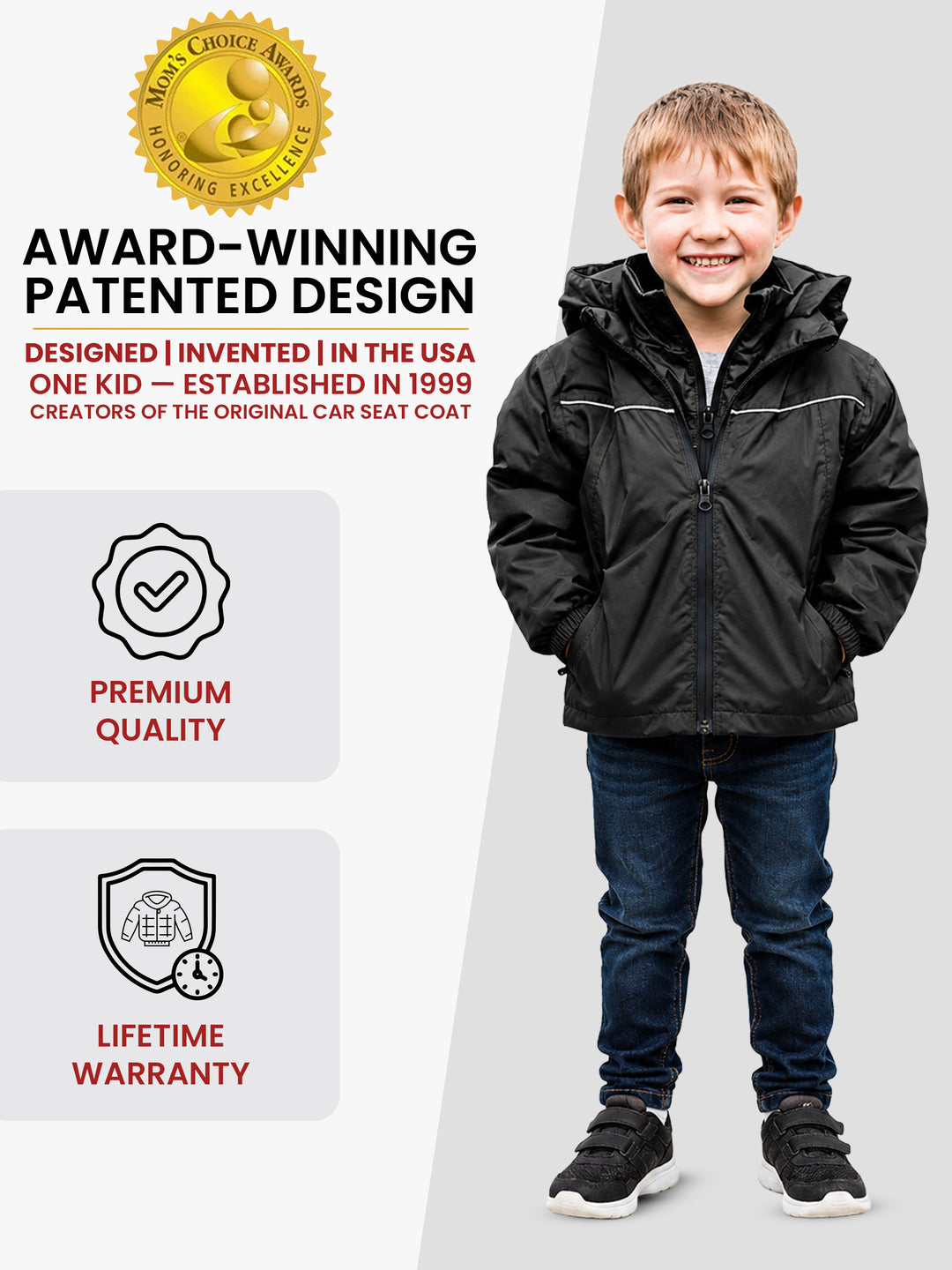 The Road Coat Arctic -  Black - Award-Winning Patented Kids Coat