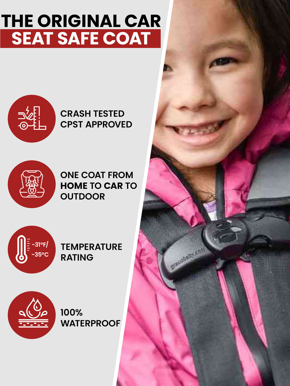 The Road Coat Arctic - Fuchsia- Original Car Seat Safe Coat