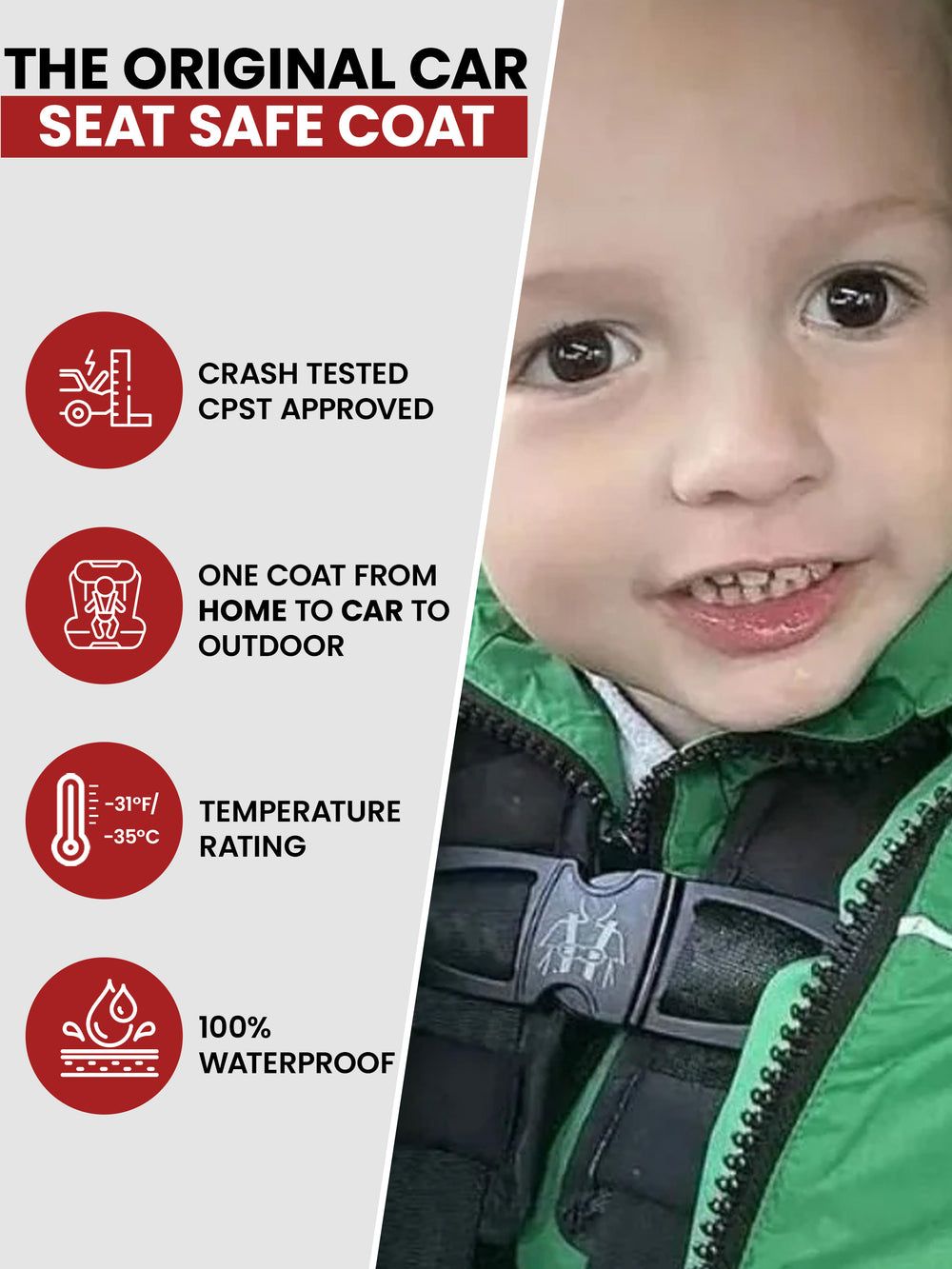 The Road Coat Arctic - Green- Original Car Seat Safe Coat