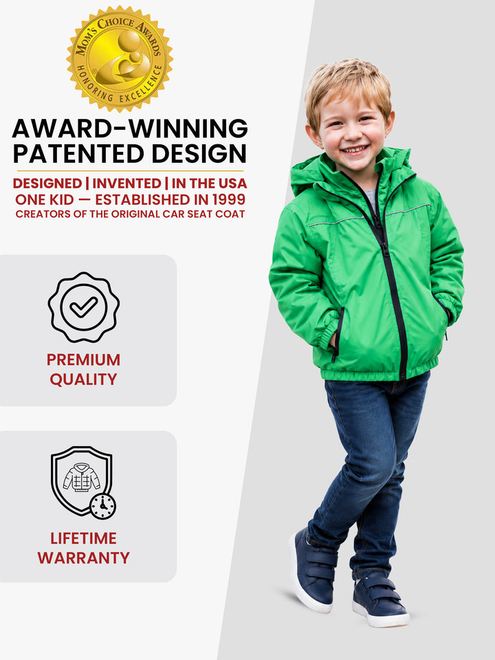 The Road Coat Arctic - Green- Award-Winning Patented Kids Coat