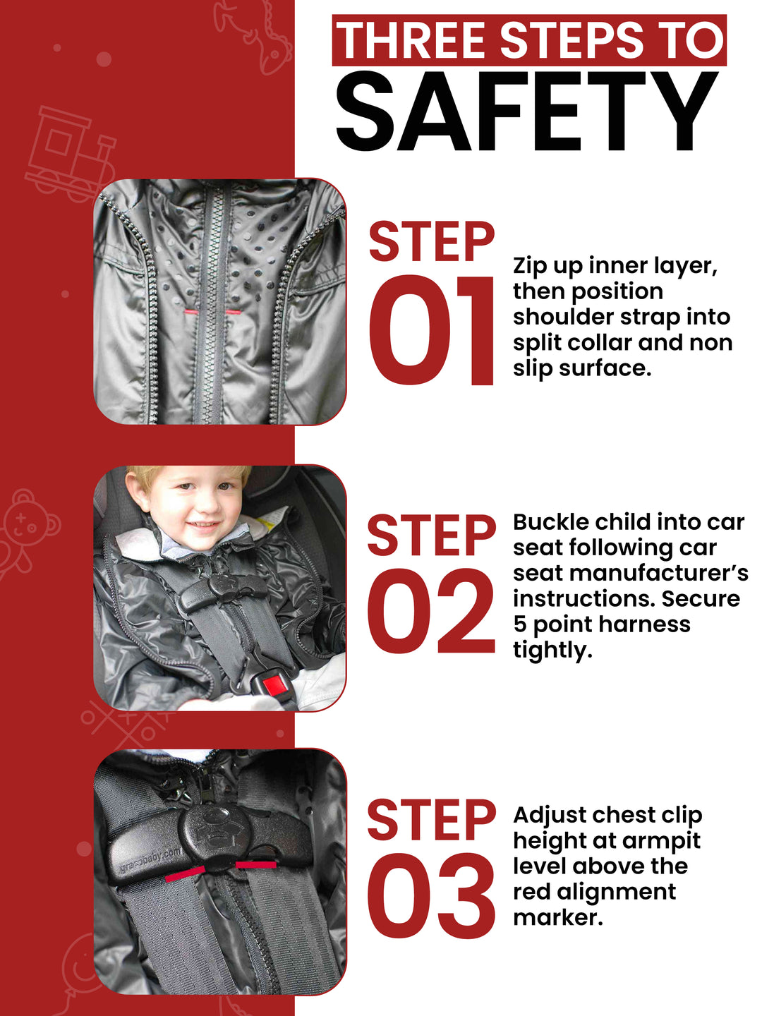The Road Coat Arctic - Three Steps to Car Seat Safety