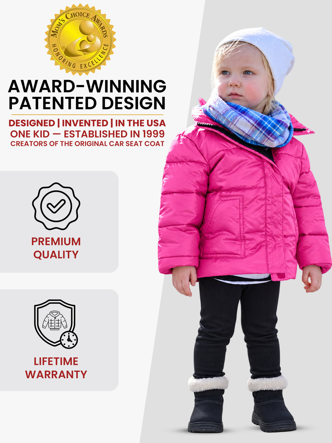 The Road Coat Vegan - Fuchsia - Award-Winning Patented Kids Coat
