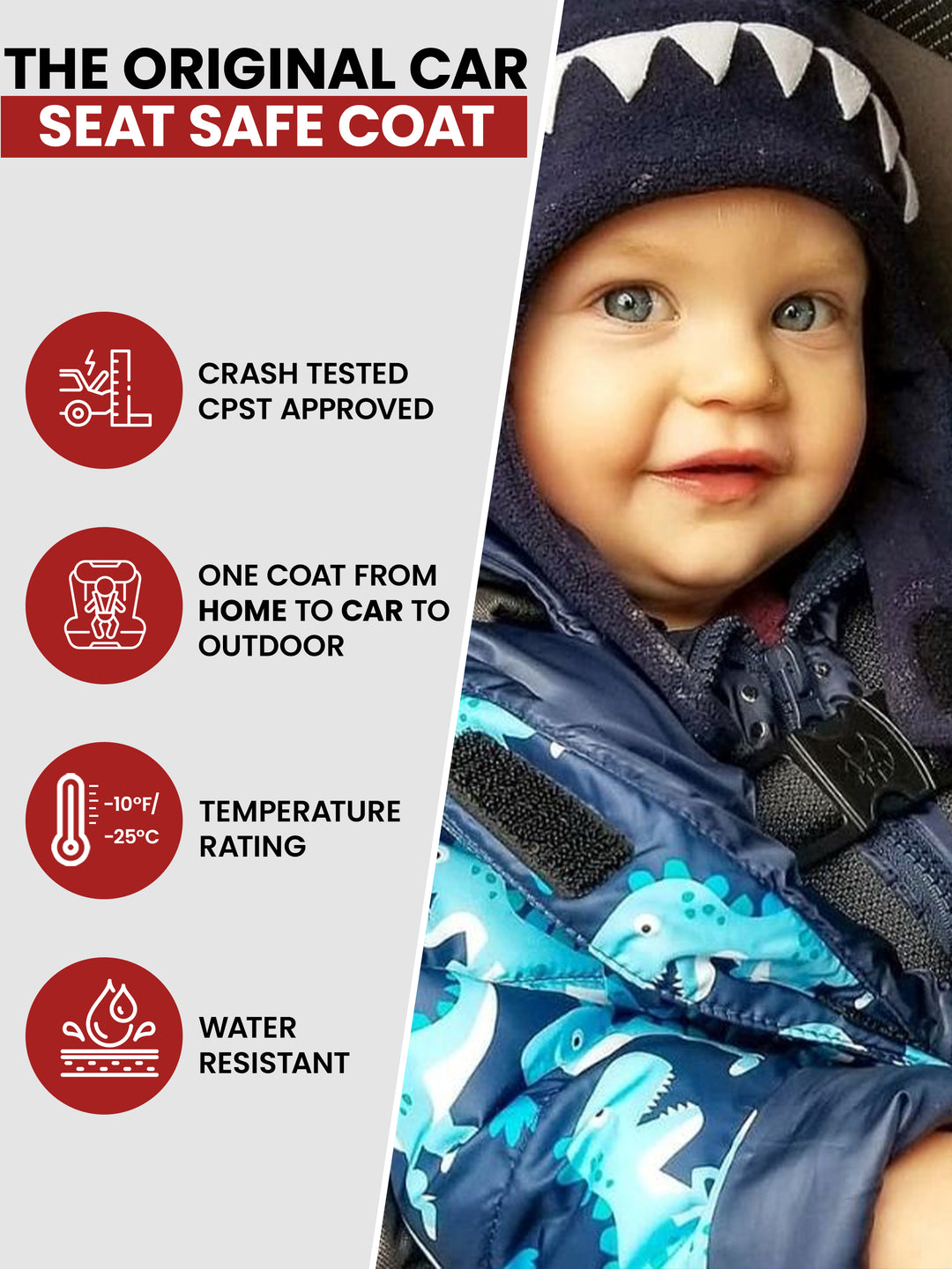 The Road Coat Vegan - Navy Raptor Print - Original Car Seat Safe Coat