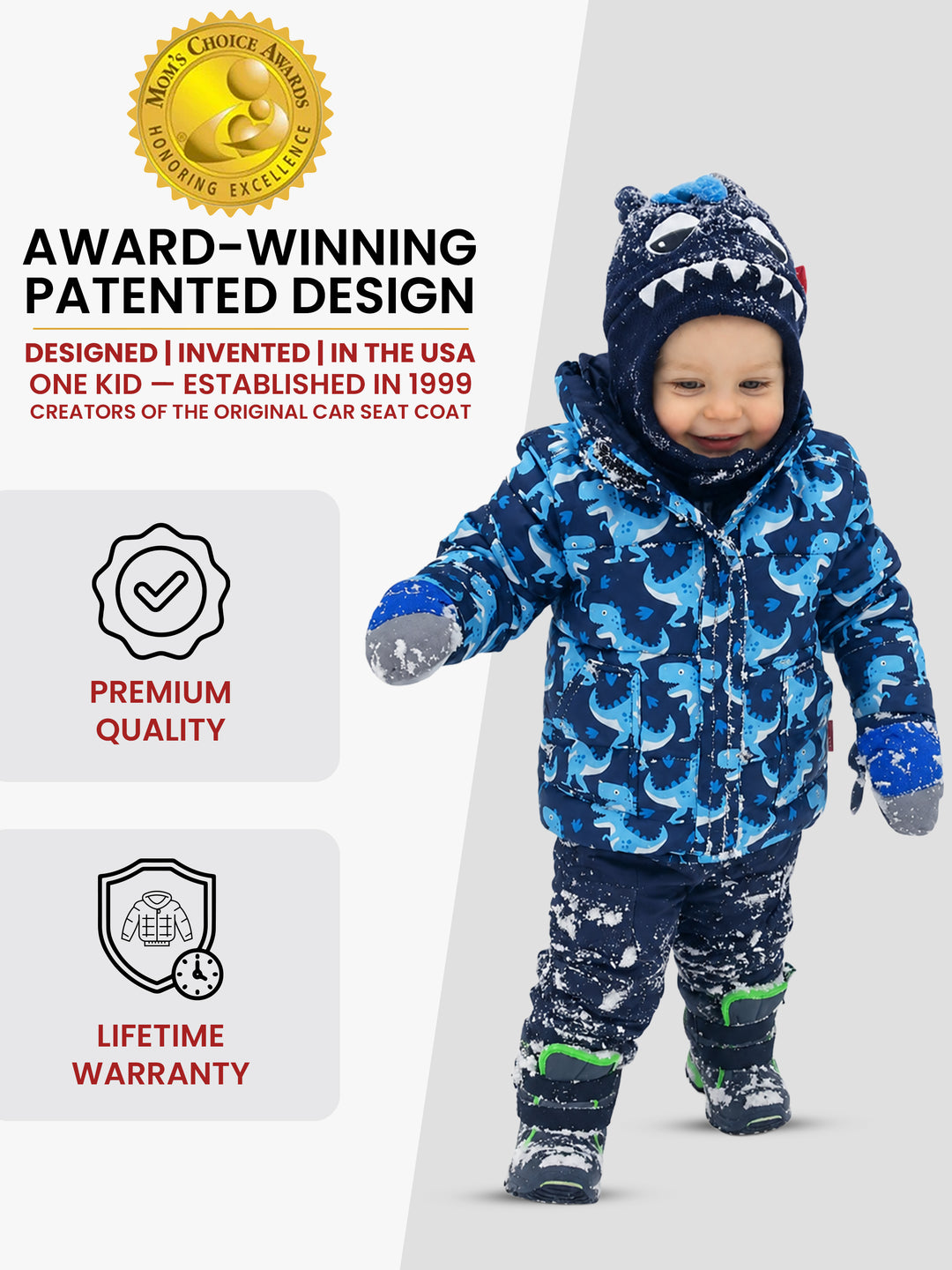The Road Coat Vegan - Navy Raptor Print - Kids Winter Coat Size Chart